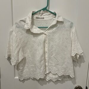 Abercrombie Cropped Eyelet Button-down